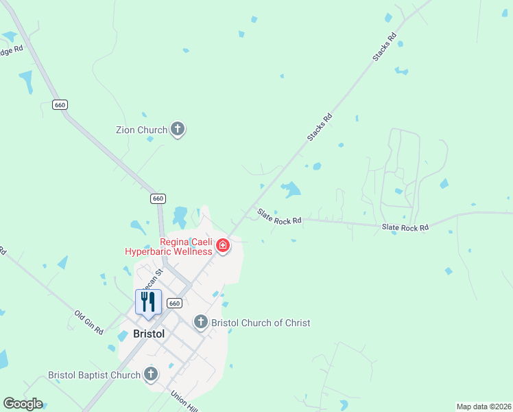 map of restaurants, bars, coffee shops, grocery stores, and more near 103 Slate Rock Road in Ennis