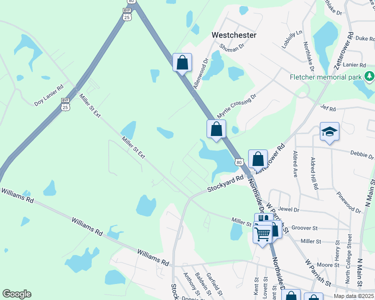 map of restaurants, bars, coffee shops, grocery stores, and more near 233 Sunview Drive in Statesboro