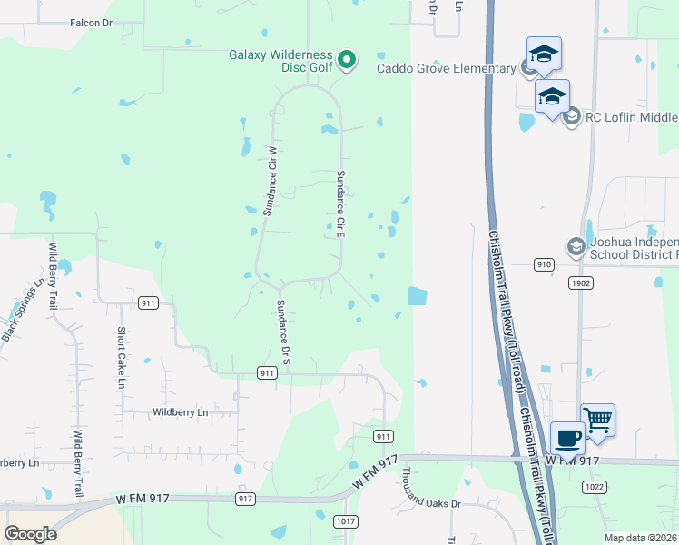 map of restaurants, bars, coffee shops, grocery stores, and more near 6404 Sundance Circle East in Joshua