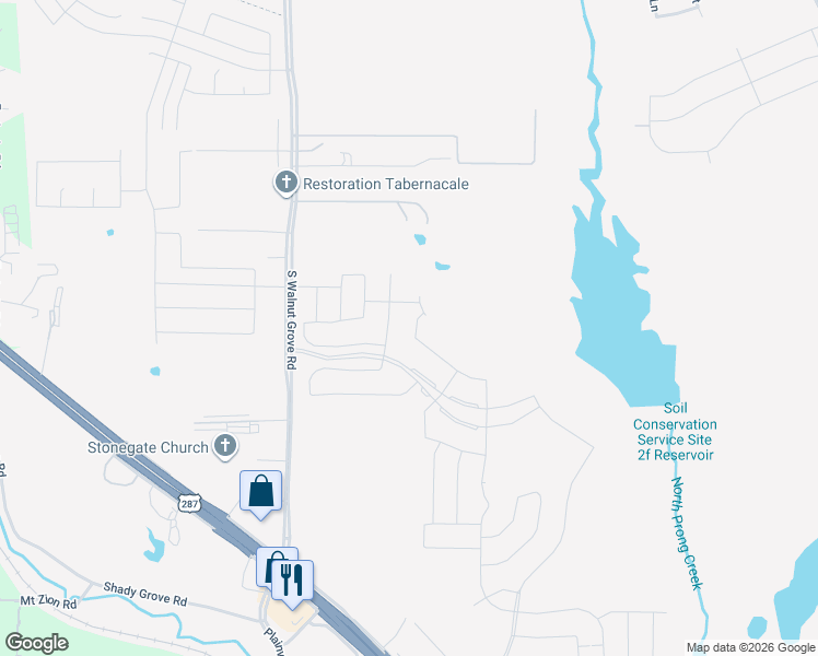 map of restaurants, bars, coffee shops, grocery stores, and more near 1052 South Walnut Grove Road in Midlothian