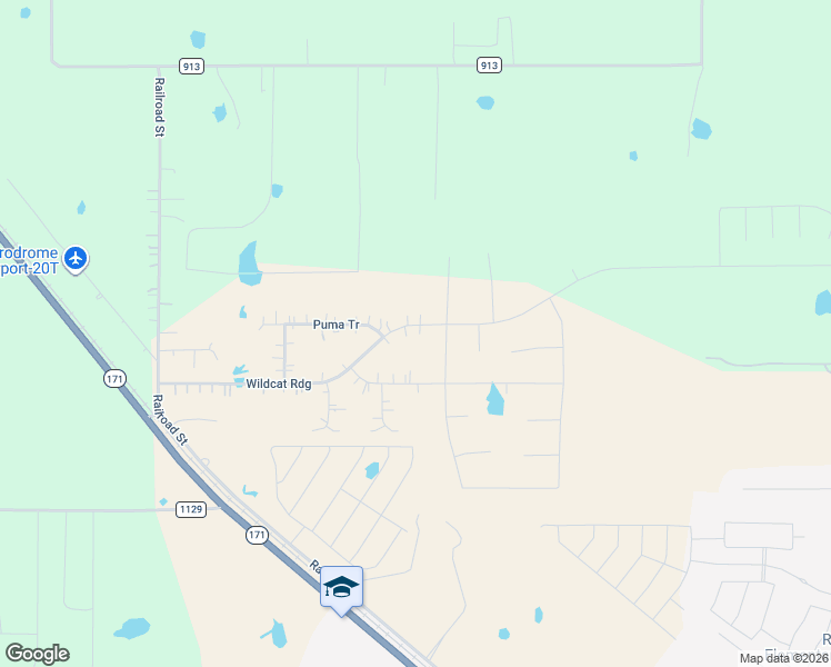 map of restaurants, bars, coffee shops, grocery stores, and more near 9601 Wildcat Ridge in Godley