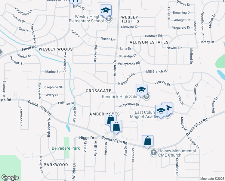 map of restaurants, bars, coffee shops, grocery stores, and more near 5761 Teresa Street in Columbus