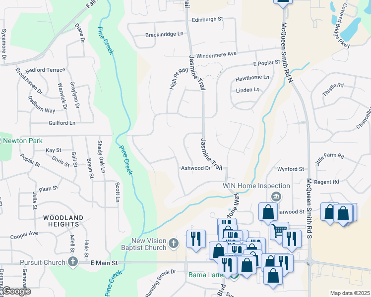map of restaurants, bars, coffee shops, grocery stores, and more near 103 Sandstone Court in Prattville