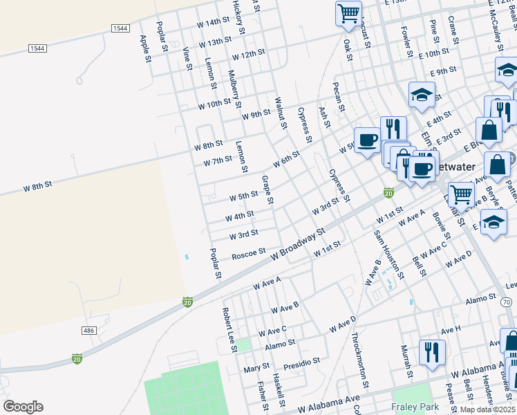 map of restaurants, bars, coffee shops, grocery stores, and more near 804 West 4th Street in Sweetwater