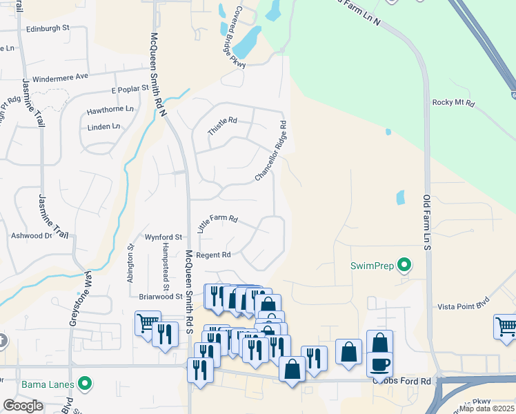 map of restaurants, bars, coffee shops, grocery stores, and more near 1928 Dundee Drive in Prattville