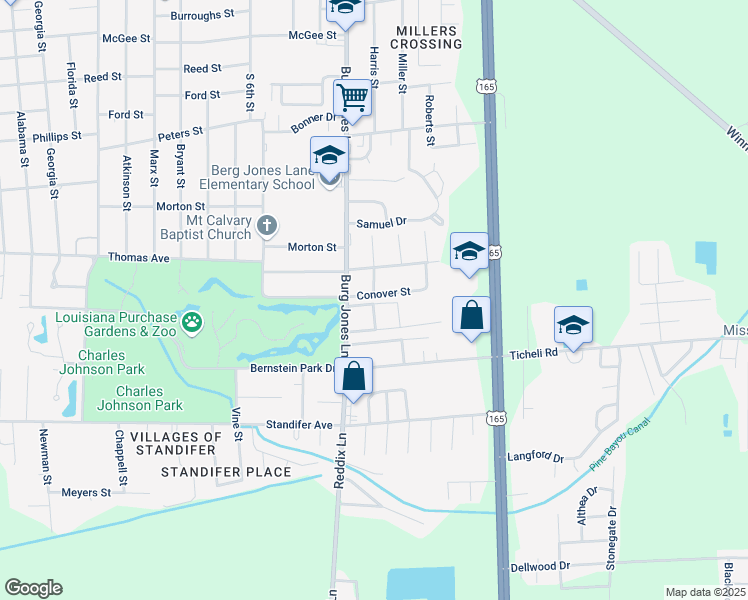 map of restaurants, bars, coffee shops, grocery stores, and more near 2004 Conover St in Monroe