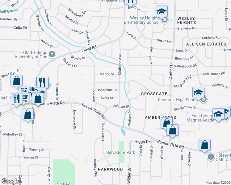 map of restaurants, bars, coffee shops, grocery stores, and more near 4828 Josephine Street in Columbus