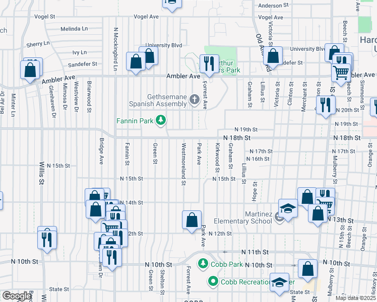 map of restaurants, bars, coffee shops, grocery stores, and more near 1633 Westmoreland Street in Abilene