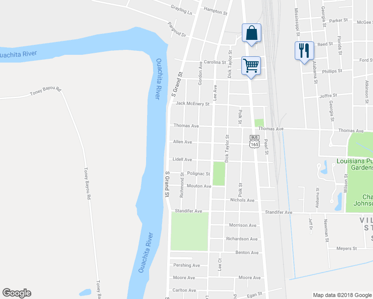map of restaurants, bars, coffee shops, grocery stores, and more near 200 Allen Avenue in Monroe