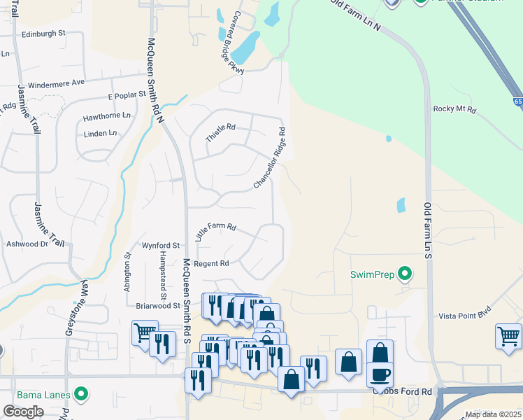 map of restaurants, bars, coffee shops, grocery stores, and more near 1928 Dundee Drive in Prattville