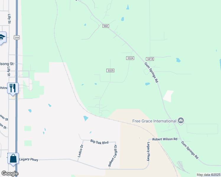 map of restaurants, bars, coffee shops, grocery stores, and more near 2060 Russell Drive in Longview