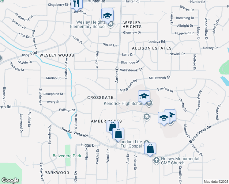map of restaurants, bars, coffee shops, grocery stores, and more near 5814 Mill Branch Road in Columbus