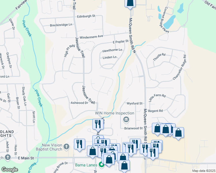 map of restaurants, bars, coffee shops, grocery stores, and more near 1709 Meadowbrook Drive in Prattville
