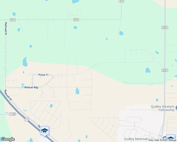 map of restaurants, bars, coffee shops, grocery stores, and more near 9517 Wildcat Ridge in Godley
