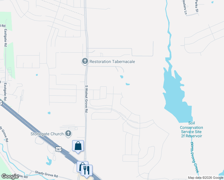 map of restaurants, bars, coffee shops, grocery stores, and more near 1249 South Walnut Grove Road in Midlothian