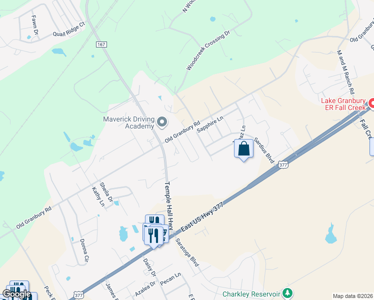 map of restaurants, bars, coffee shops, grocery stores, and more near 4641 Old Granbury Road in Granbury