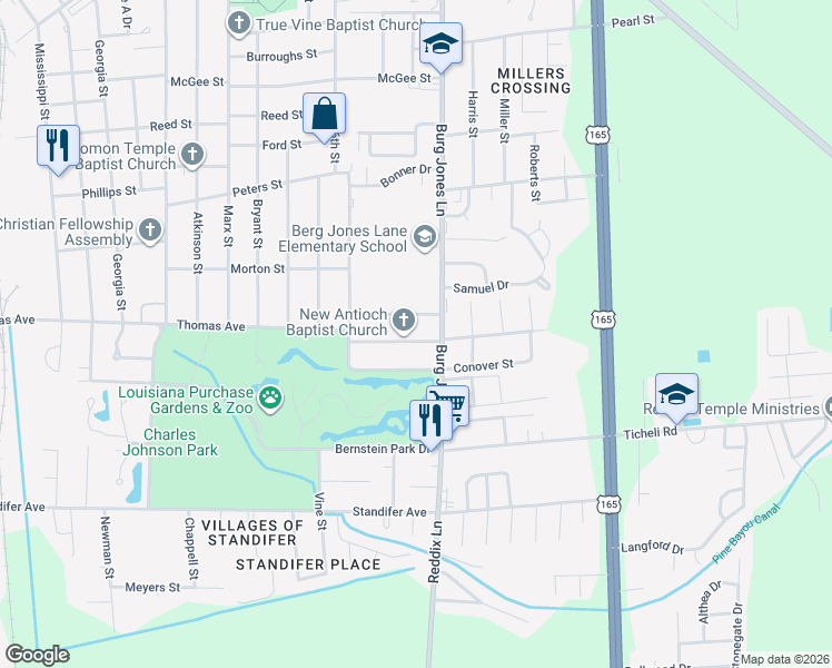 map of restaurants, bars, coffee shops, grocery stores, and more near 1916 Morton Street in Monroe