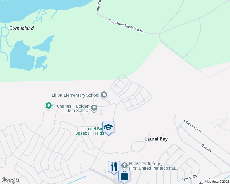 map of restaurants, bars, coffee shops, grocery stores, and more near 10 Sidewinder Street in Beaufort