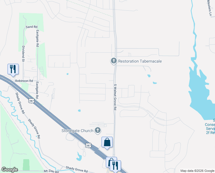 map of restaurants, bars, coffee shops, grocery stores, and more near 1210 Terrain Road in Midlothian