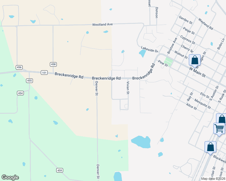map of restaurants, bars, coffee shops, grocery stores, and more near 201 Philadelphia Street in Ranger
