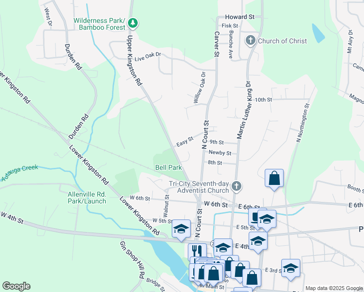 map of restaurants, bars, coffee shops, grocery stores, and more near 239 Easy Street in Prattville