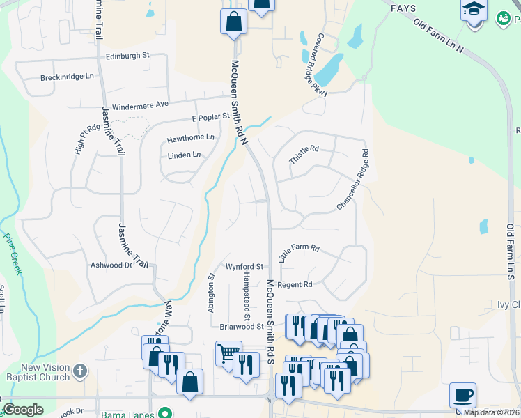 map of restaurants, bars, coffee shops, grocery stores, and more near 2489 Chancellor Ridge Road in Prattville