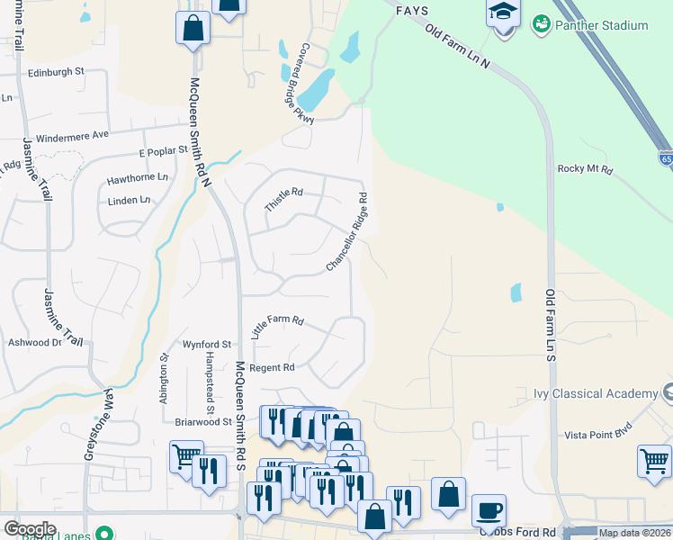 map of restaurants, bars, coffee shops, grocery stores, and more near 1934 Chancellor Ridge Road in Prattville