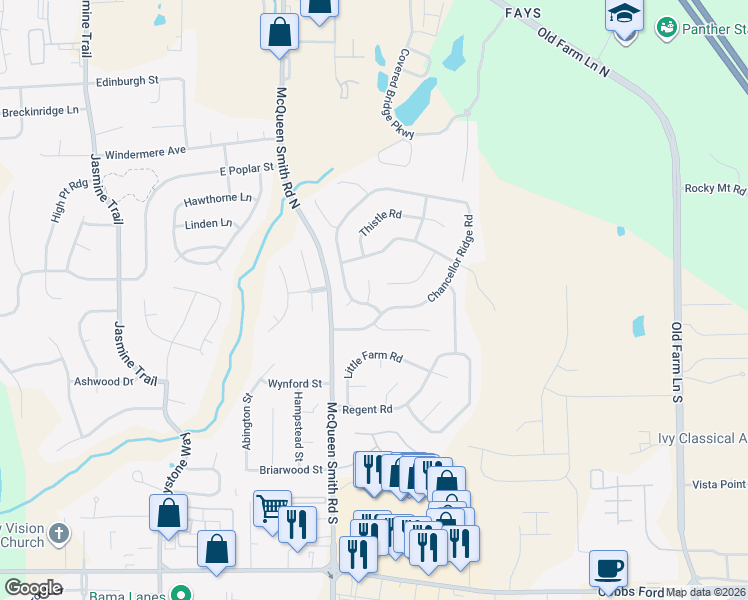 map of restaurants, bars, coffee shops, grocery stores, and more near 102 Mill Ridge in Prattville