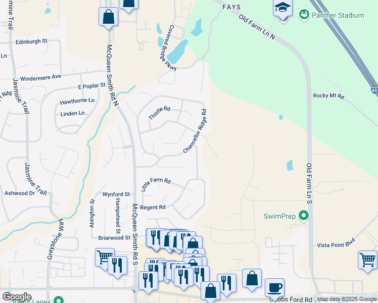 map of restaurants, bars, coffee shops, grocery stores, and more near 1934 Chancellor Ridge Road in Prattville