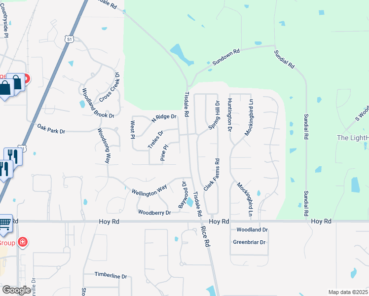map of restaurants, bars, coffee shops, grocery stores, and more near 112 North Ridge Drive in Madison