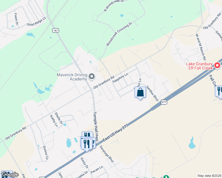 map of restaurants, bars, coffee shops, grocery stores, and more near 4641 Old Granbury Road in Granbury
