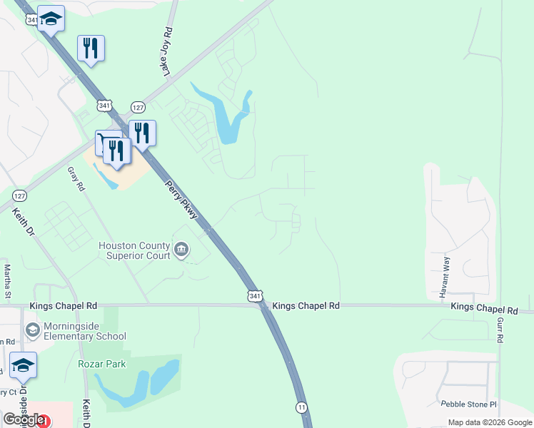 map of restaurants, bars, coffee shops, grocery stores, and more near 207 Sugarloaf Parkway in Perry