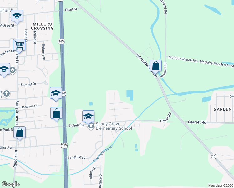 map of restaurants, bars, coffee shops, grocery stores, and more near 107 Garden Park Dr in Monroe