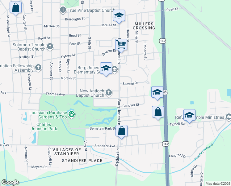 map of restaurants, bars, coffee shops, grocery stores, and more near 1916 Morton St in Monroe