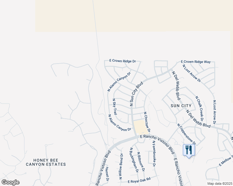 map of restaurants, bars, coffee shops, grocery stores, and more near 14526 North Sky Trail in Oro Valley