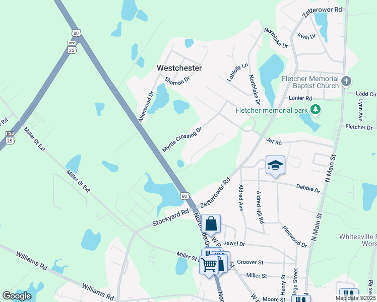 map of restaurants, bars, coffee shops, grocery stores, and more near 211 Foxlake Drive in Statesboro