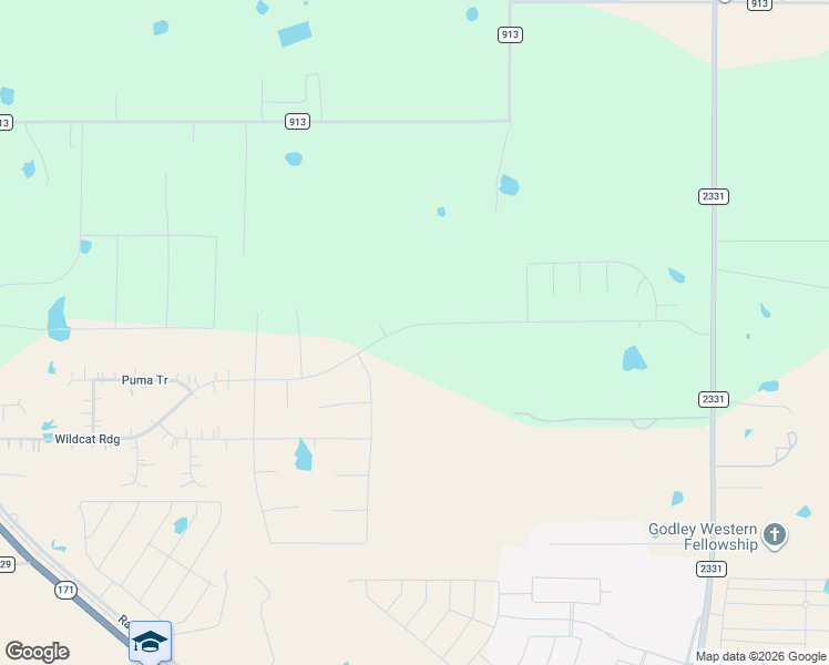 map of restaurants, bars, coffee shops, grocery stores, and more near 9449 Wildcat Ridge in Godley