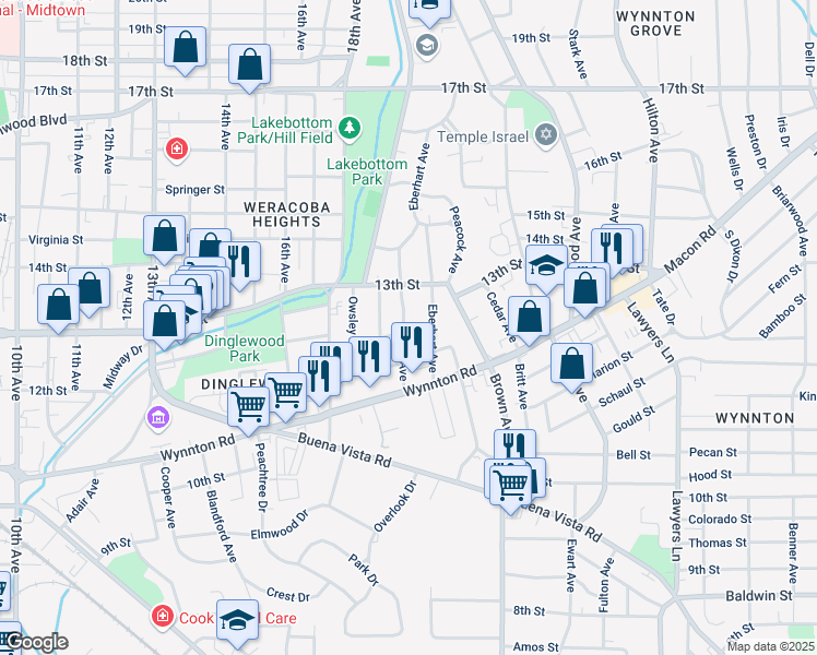map of restaurants, bars, coffee shops, grocery stores, and more near 1226 Munro Avenue in Columbus
