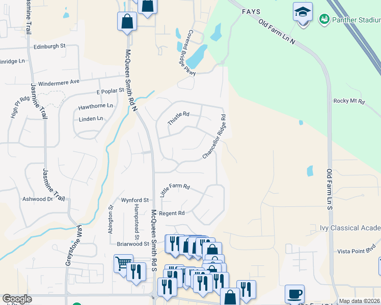 map of restaurants, bars, coffee shops, grocery stores, and more near 119 Grasmere Court in Prattville