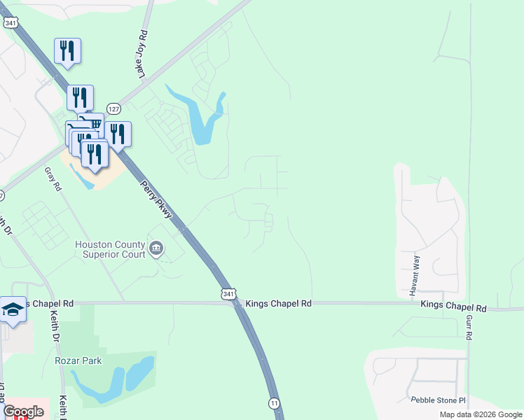 map of restaurants, bars, coffee shops, grocery stores, and more near 311 Sugarloaf Parkway in Perry