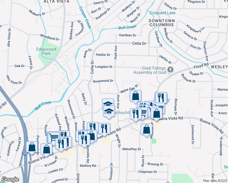 map of restaurants, bars, coffee shops, grocery stores, and more near 1396 Sandusky Drive in Columbus
