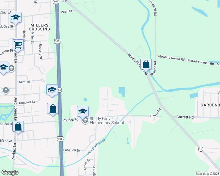 map of restaurants, bars, coffee shops, grocery stores, and more near 107 Garden Park Dr in Monroe