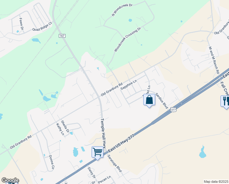 map of restaurants, bars, coffee shops, grocery stores, and more near 4641 Old Granbury Road in Granbury