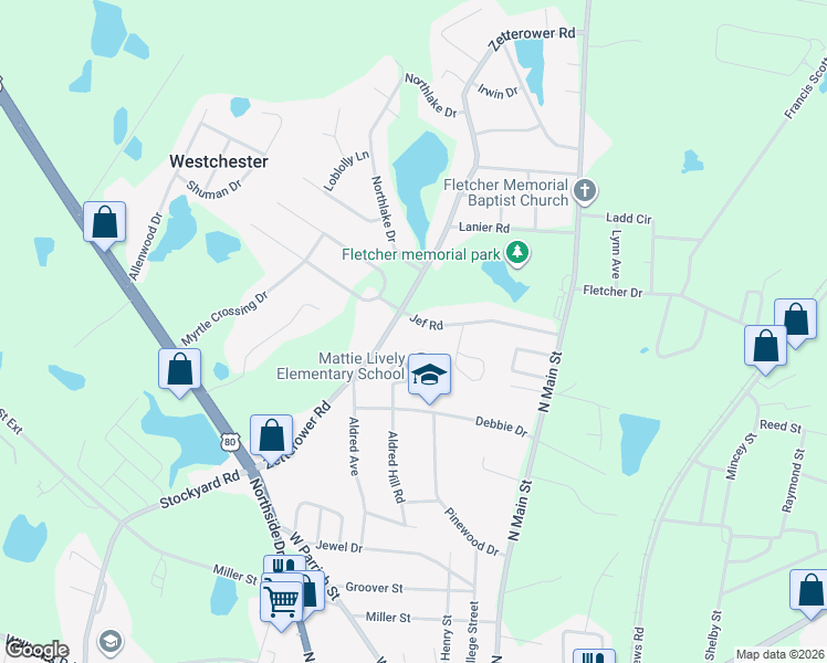 map of restaurants, bars, coffee shops, grocery stores, and more near 29 Jef Road in Statesboro