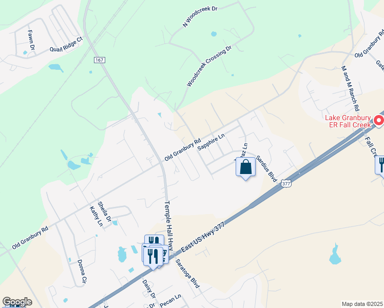 map of restaurants, bars, coffee shops, grocery stores, and more near 4641 Old Granbury Road in Granbury
