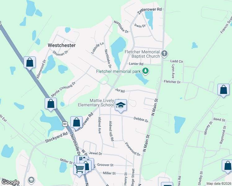 map of restaurants, bars, coffee shops, grocery stores, and more near 29 Jef Road in Statesboro