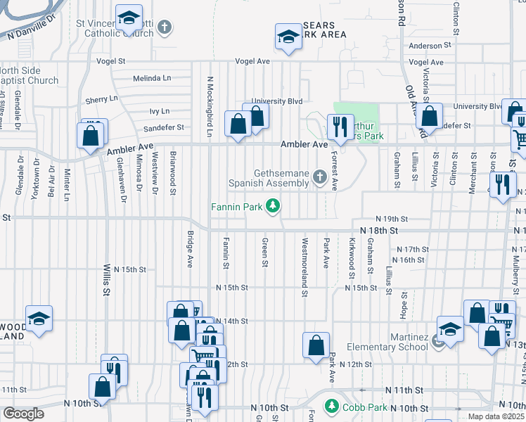 map of restaurants, bars, coffee shops, grocery stores, and more near 2726 North 18th Street in Abilene