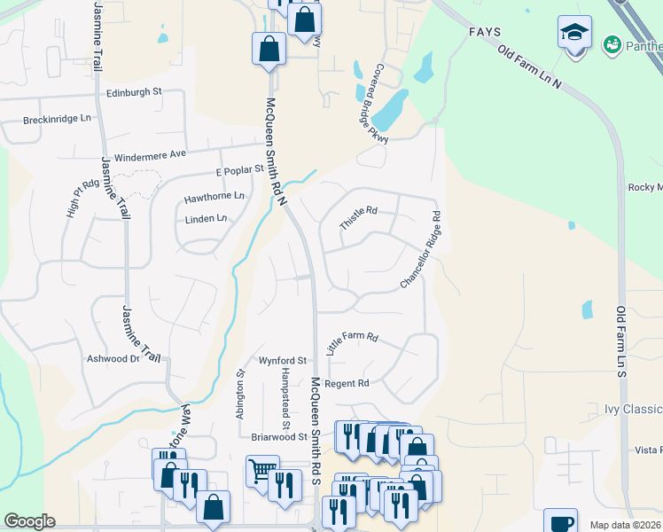 map of restaurants, bars, coffee shops, grocery stores, and more near 2489 Chancellor Ridge Road in Prattville