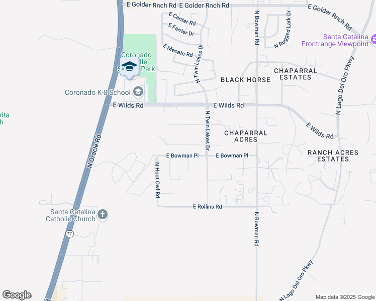 map of restaurants, bars, coffee shops, grocery stores, and more near 14595 North Twin Lakes Drive in Tucson