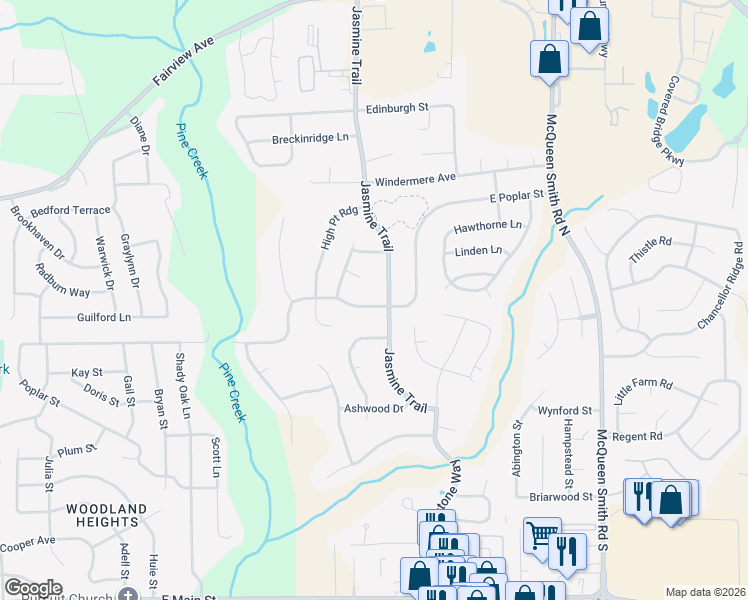 map of restaurants, bars, coffee shops, grocery stores, and more near 105 Scarlet Oak Court in Prattville